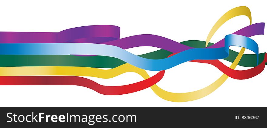 Five colored ribbons,vector clipart. Five colored ribbons,vector clipart