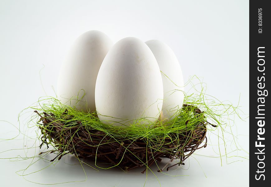 Three Goose Eggs In The Nest