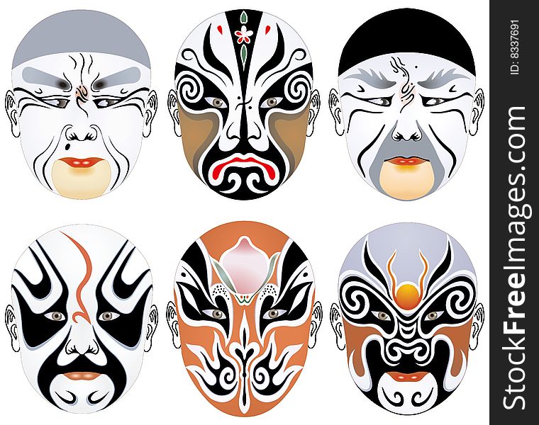 Types Of Facial Make-up In Beijing Opera Set Two