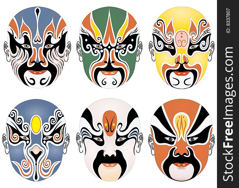 Types of facial make-up in Beijing opera set three