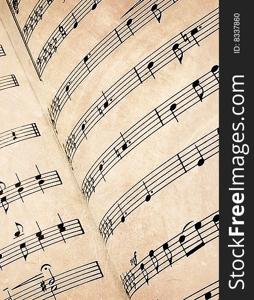 Close-up of sheet music in sepia