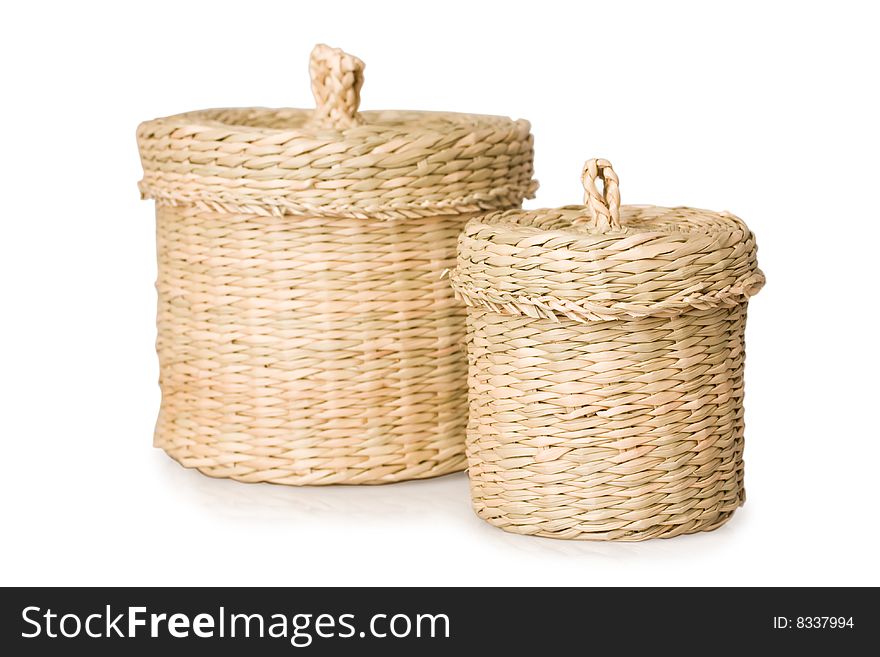 Wicker basket  isolated on white background