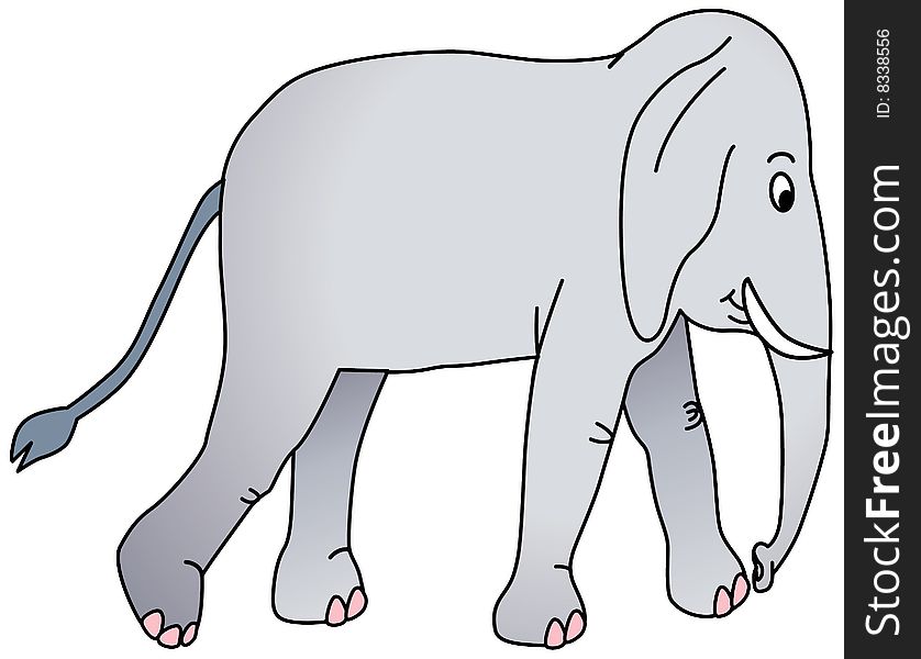 Vectorial illustration of walking elephant. Isolated on a white background. EPS file available.