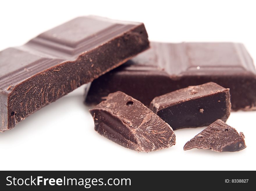 Small group of chocolate on a white background