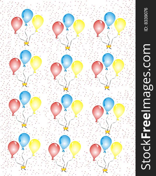 Balloons and confetti Seamless Repeat Pattern Vector Illustration Background. Balloons and confetti Seamless Repeat Pattern Vector Illustration Background