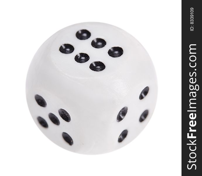 White plastic dice isolated on the white background. Narrow depth of field. White plastic dice isolated on the white background. Narrow depth of field.