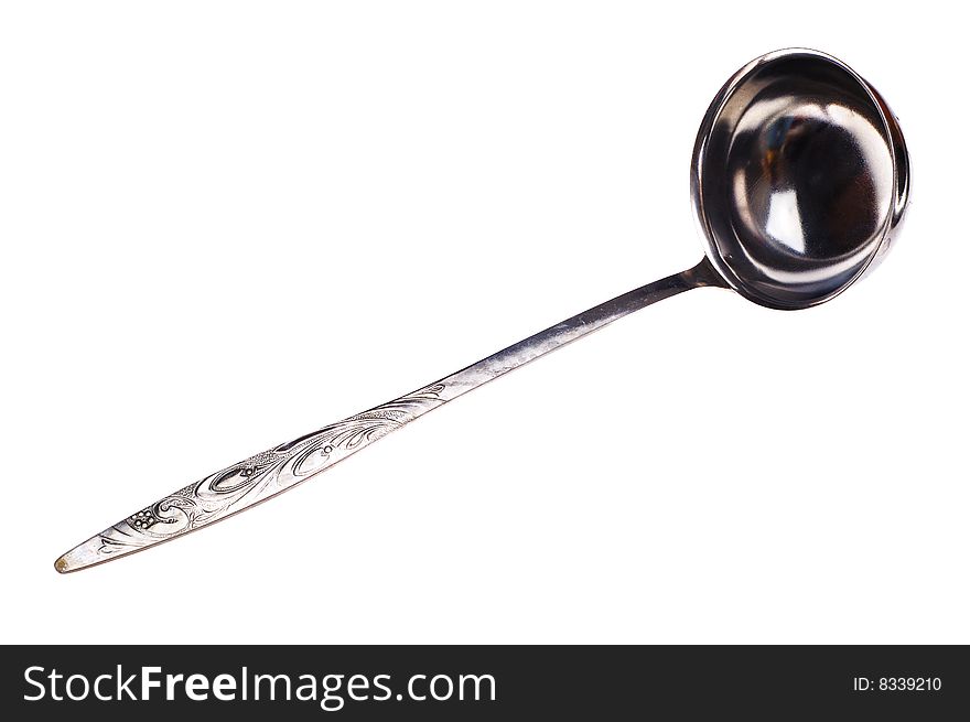 Metal ladle isolated on the white. Old and used. Metal ladle isolated on the white. Old and used.