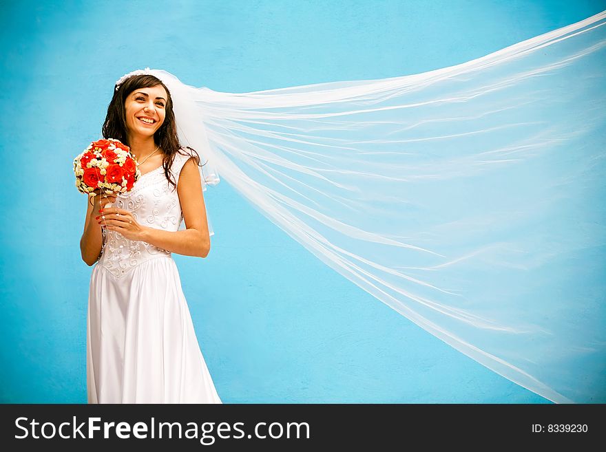 The bride with a wedding bouquet