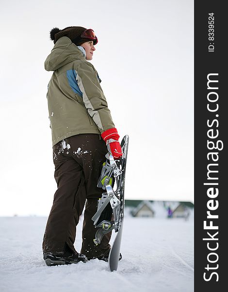 Young Adult Female Snowboarder