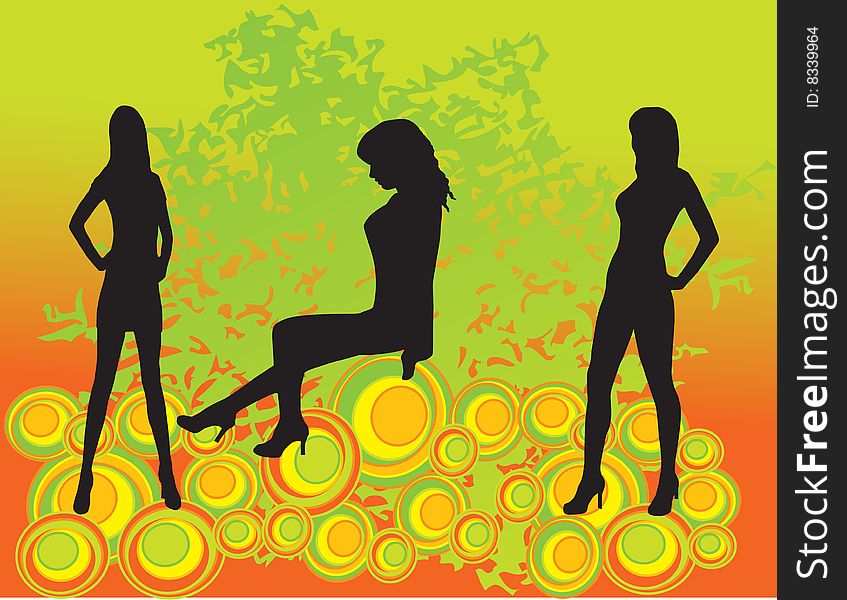 Women Silhouettes On Abstract Background