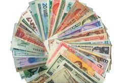 Currencies From Around The World, Paper Banknotes. Stock Image