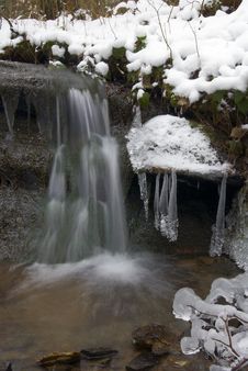 Frozen Creek And Icicles Royalty Free Stock Photo Frozen Creek And Icicles Royalty Free Stock Photo