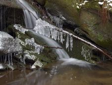 Frozen Creek And Icicles Royalty Free Stock Photos Frozen Creek And Icicles Royalty Free Stock Photos