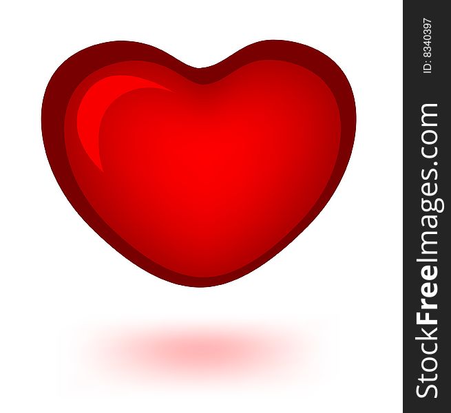 Red heart. Isolated vector illustration on white background.