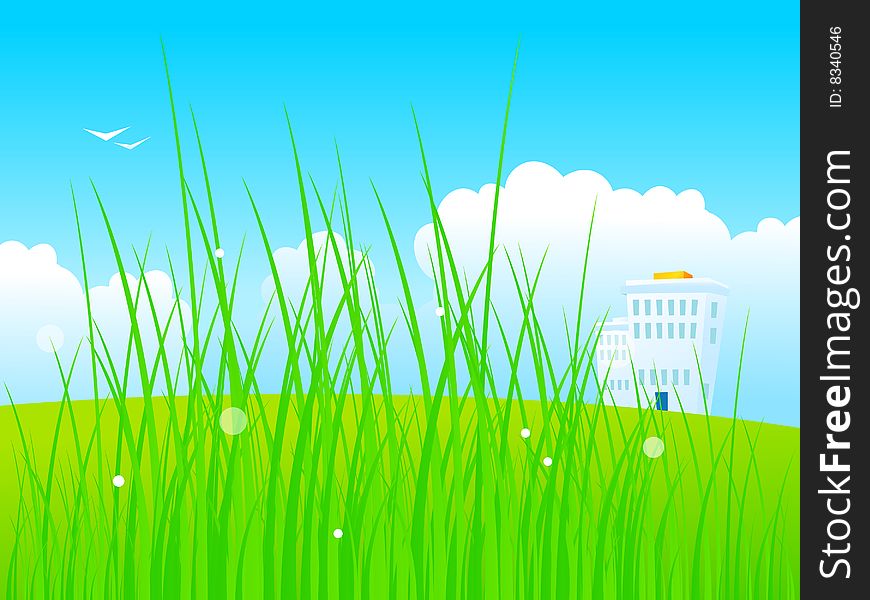 Sunny landscape. Include additional format EPS v.8 (Adobe Illustrator).