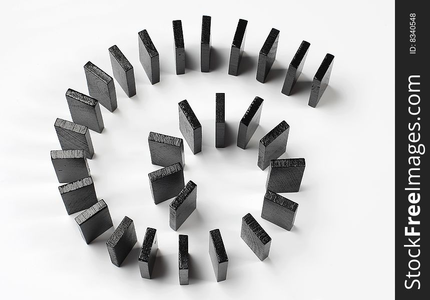 Spiral of Dominoes, black blocks. Spiral of Dominoes, black blocks