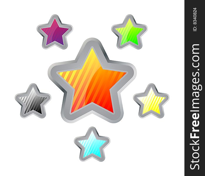Colorful stars. Isolated vector illustration on white background.