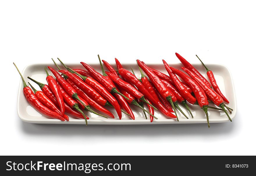 Plate with red chili peppers