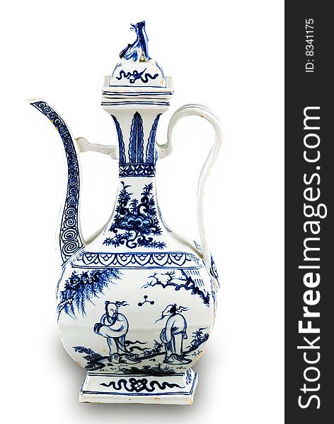 Valuable Chinese porcelain vase isolated on white background