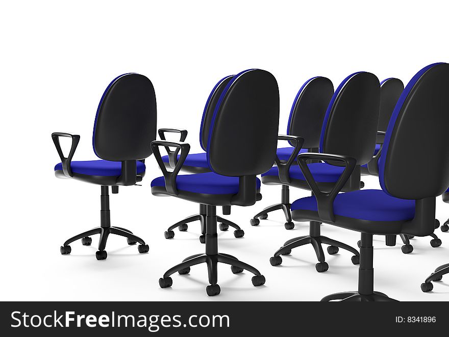 Chairs rows on white background