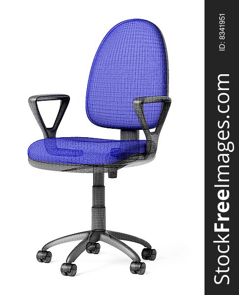 Blue office armchair structure on white background. Blue office armchair structure on white background
