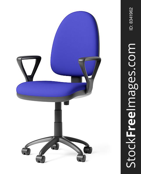 Blue office armchair on white background