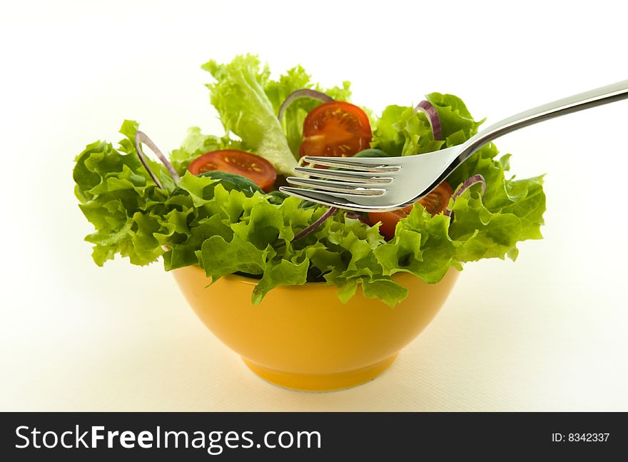 Healthy Fresh Salad On White Background
