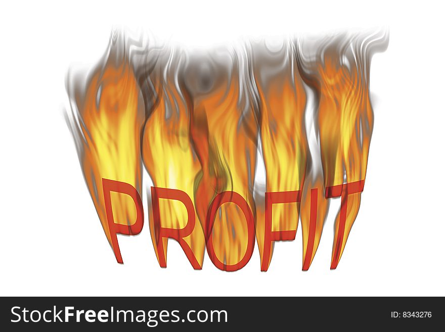 Conceptual image of showing word profit with flame effect. Conceptual image of showing word profit with flame effect
