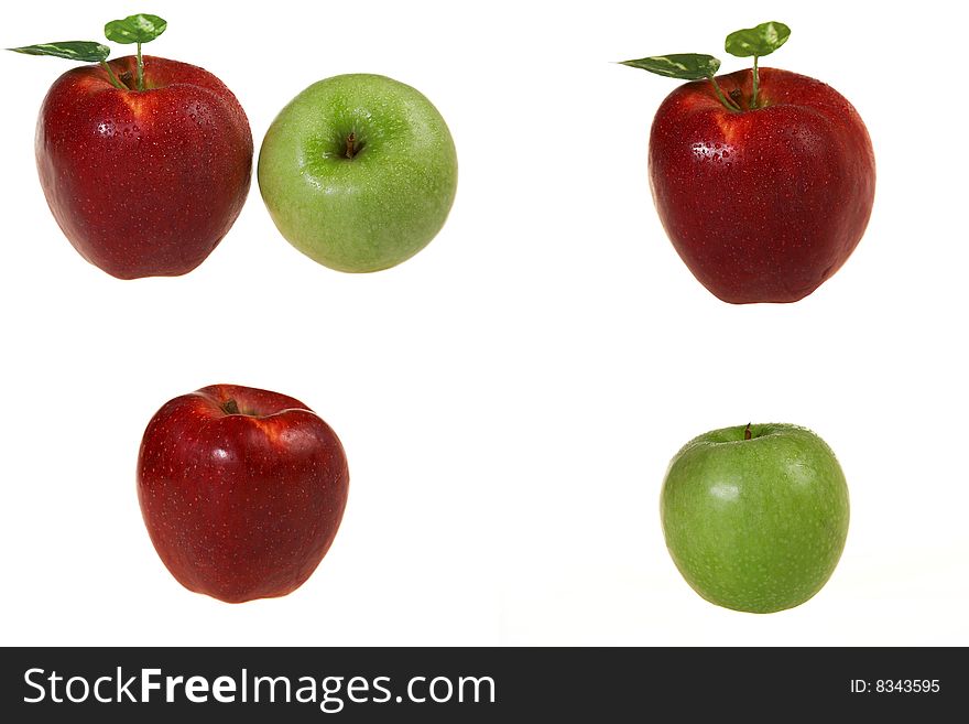 Red And Green Apples Isolated On A White