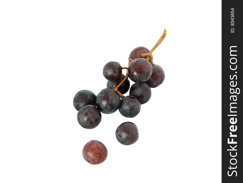 Small bunch of grapes isolated on white background