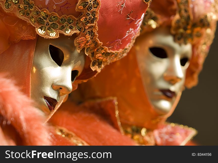 A pair of beautiful masks at the carnival of Venice 2009, Italy. A pair of beautiful masks at the carnival of Venice 2009, Italy