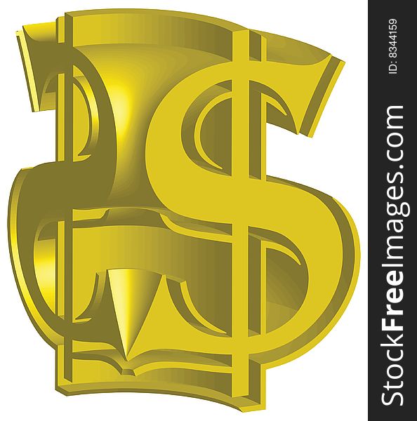 Dollar Sign Gold 3D