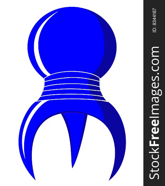 Blue 3 legged spherical symbol with decoration