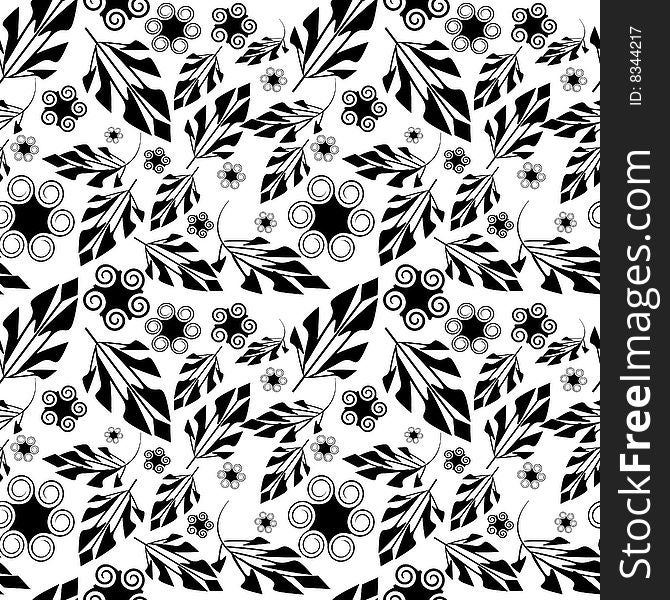 Seamlessly vector wallpaper with art black foliage. Seamlessly vector wallpaper with art black foliage