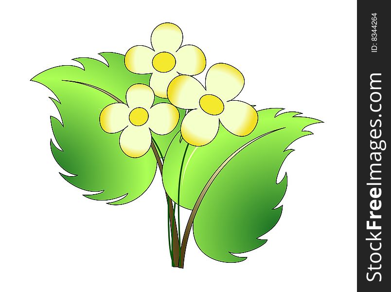 Green Leaves and and yellow gradient flowers. Green Leaves and and yellow gradient flowers