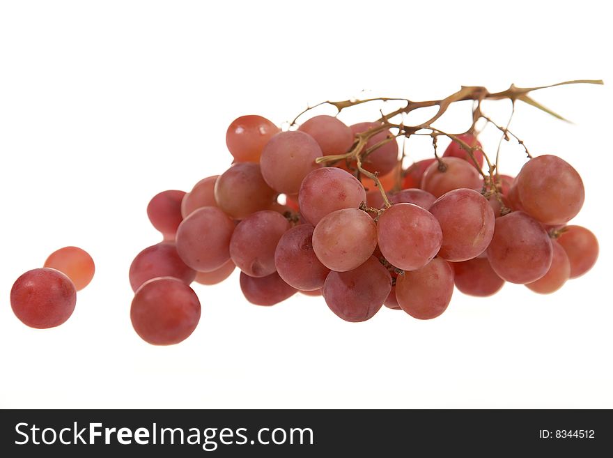 Red grape cluster, isolated on white background