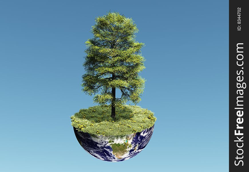 3d render of a tree on Earth. 3d render of a tree on Earth