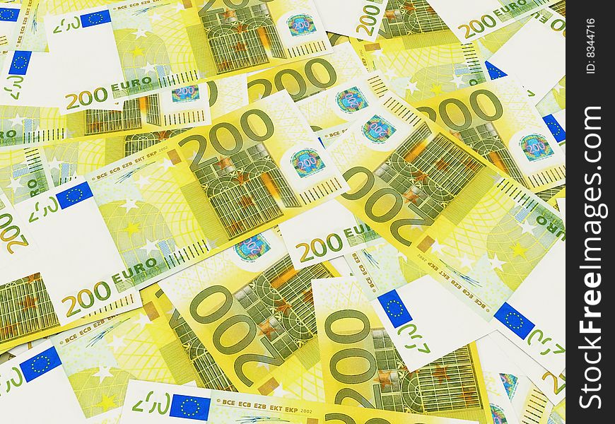 3d render of scattered Euro banknotes