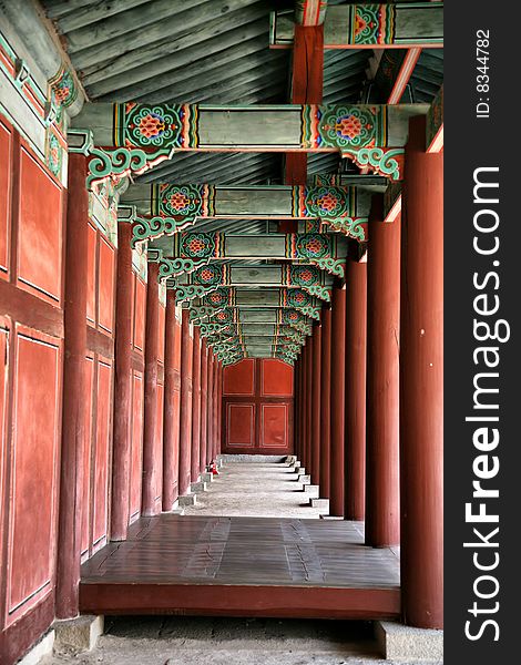 Buddhist Temple Corridors made of wood