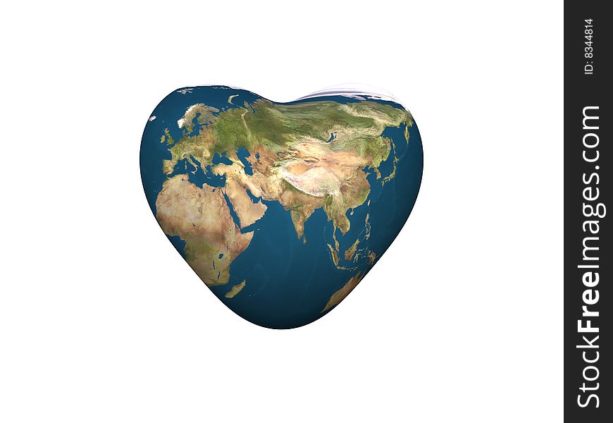 3d render of Earth in Heart shape