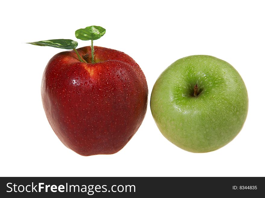 Red and Green apples isolated on a white