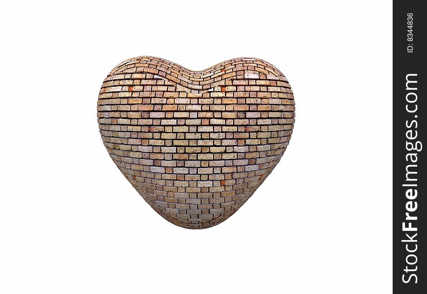 3r render of a brick wall heart. 3r render of a brick wall heart