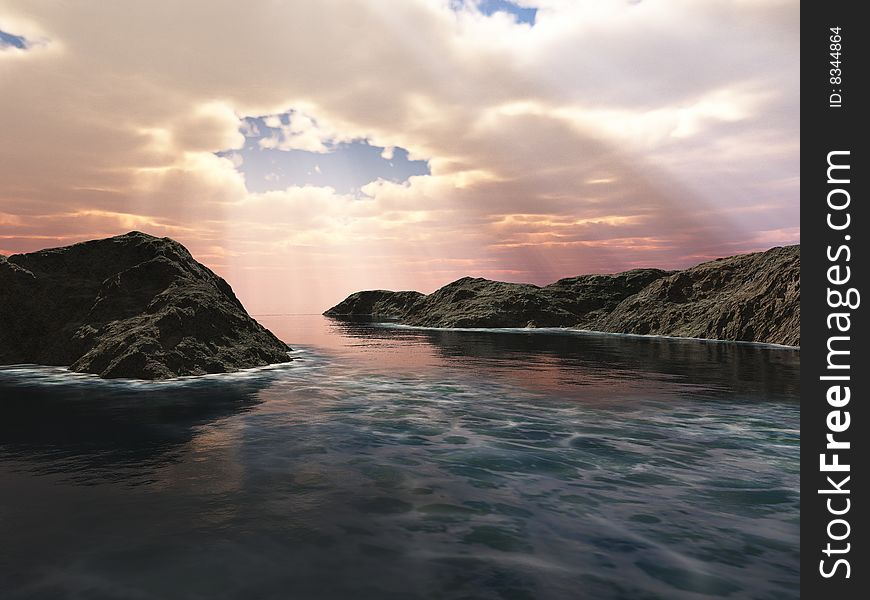 3d render of a rocky coast