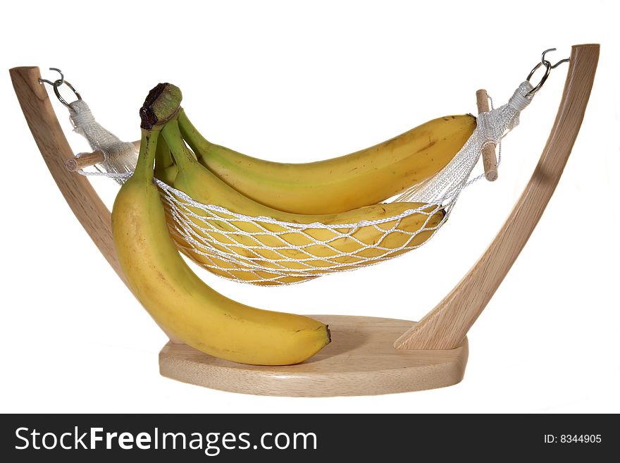 Bananas in hammock isolated on a white background