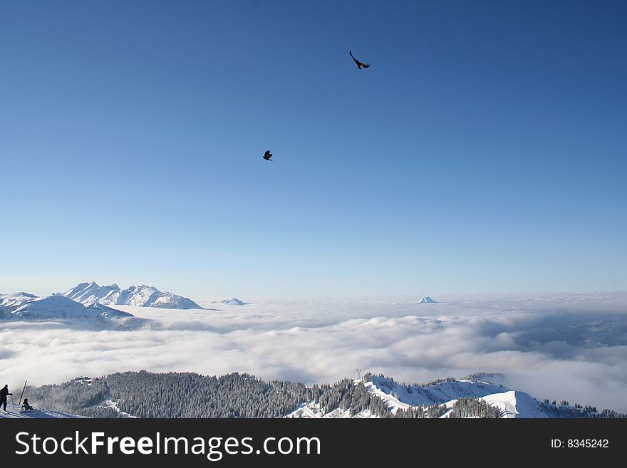 Mountains blue skies in Alps, France. Mountains blue skies in Alps, France