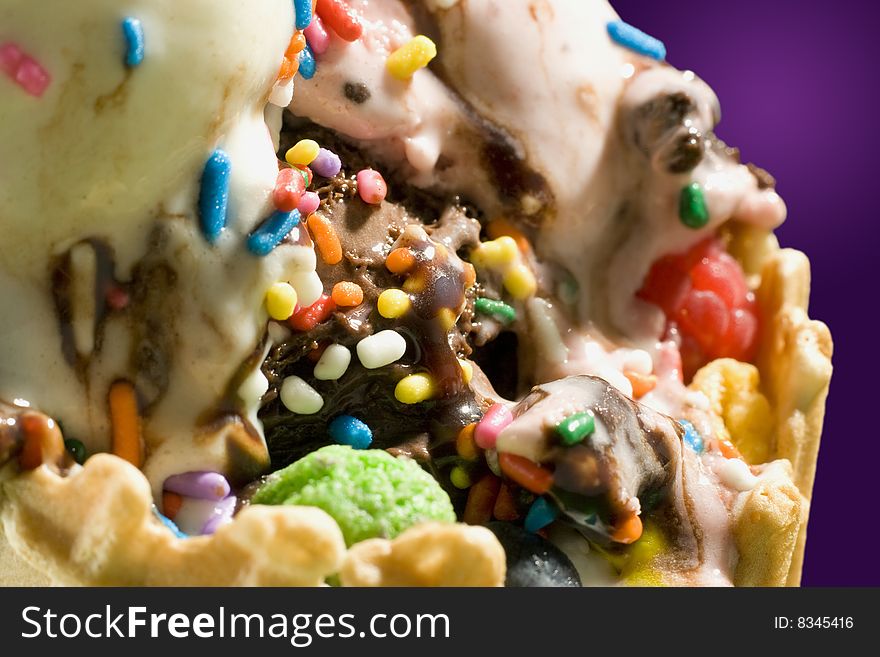 Close up shot of melting ice cream on nice background