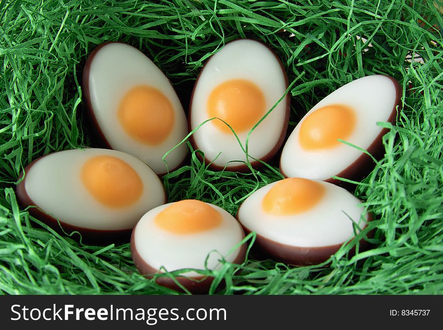 Fried Eggs out of Sugar and Chocolate. Fried Eggs out of Sugar and Chocolate