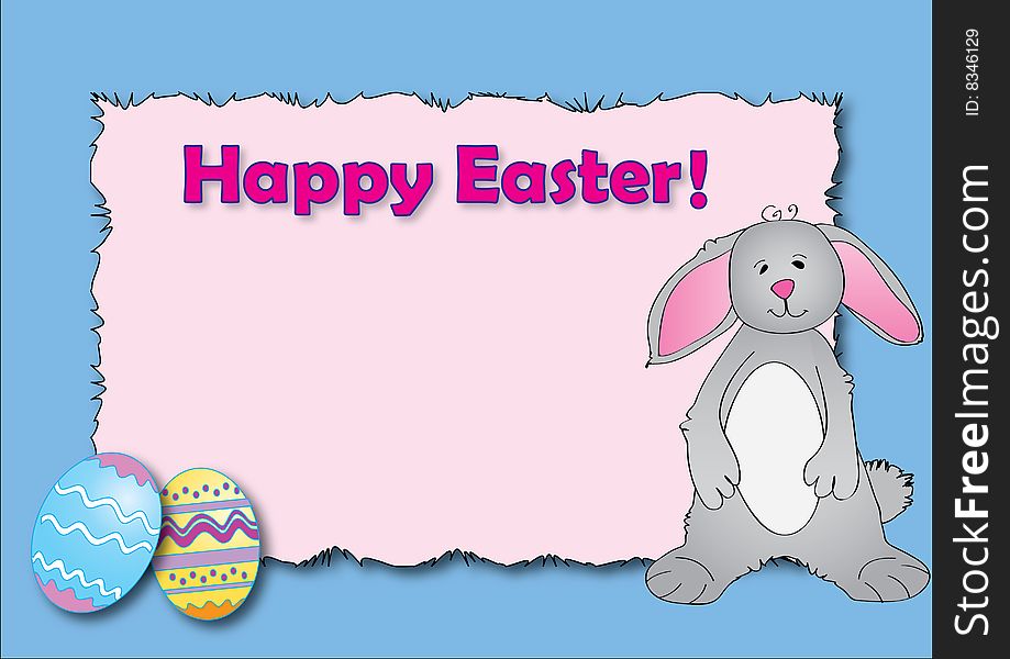 Easter banner or card with bunny and easter eggs. Easter banner or card with bunny and easter eggs