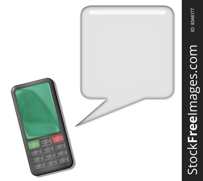 Cellphone conversation symbol or icon with balloon