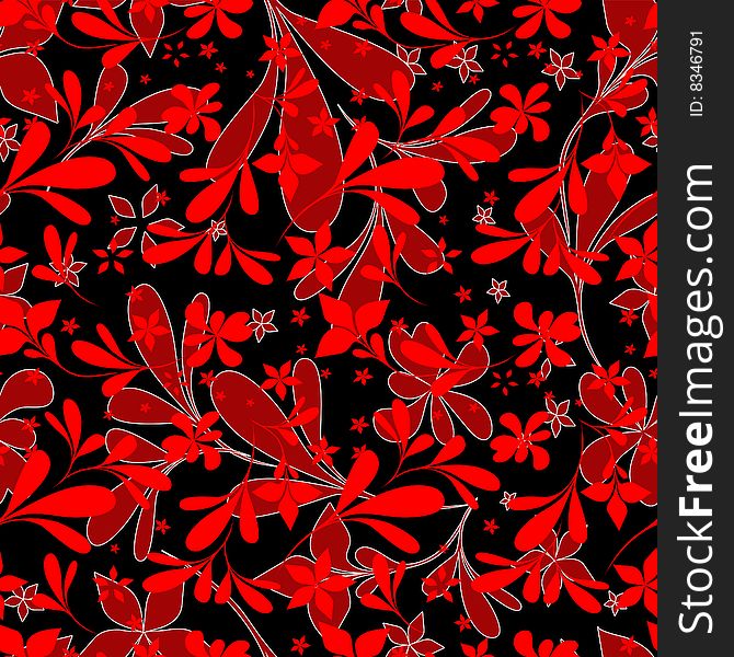 Seamless black & red flower wallpaper. Seamless black & red flower wallpaper